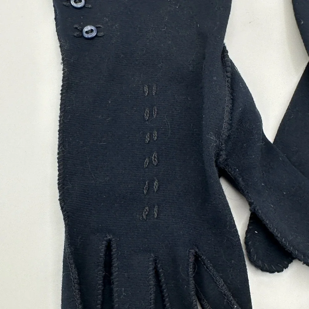Vtg Wrist Gauntlet‎ Gloves Womens Black Side Button Stitching Bridgerton Opera
